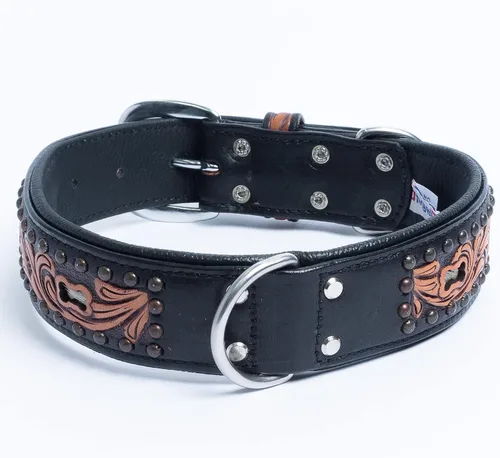 Vista 7 de Angel Pet Supplies - Collar de cuero genuino para perro San Antonio, perfecto para perros medianos, grandes y XL, hebilla de acero inoxidable, cuero