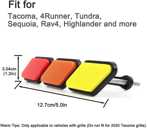 Vista 2 de 1 juego de molduras de rejilla tricolor, emblemas de rejilla tricolor de acrílico HUAPX compatibles con Toyota Tacoma 4Runner Tundra Sequoia Rav4