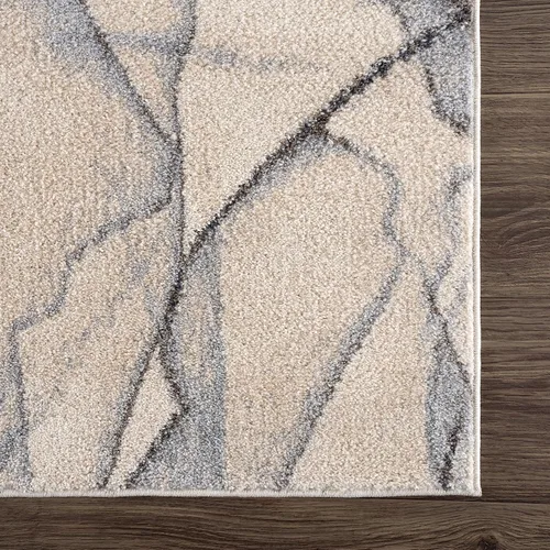 Vista 6 de Abani Alfombra contemporánea en capas gris y beige para comedor, de alta calidad, no desprende pelusa, 4 x 6 pies, diseño moderno