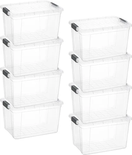 Vista 93 de Superio - Contenedores de almacenamiento de plástico transparente de 1.27 cuartos de galón con tapas, contenedores organizadores apilables, cajas
