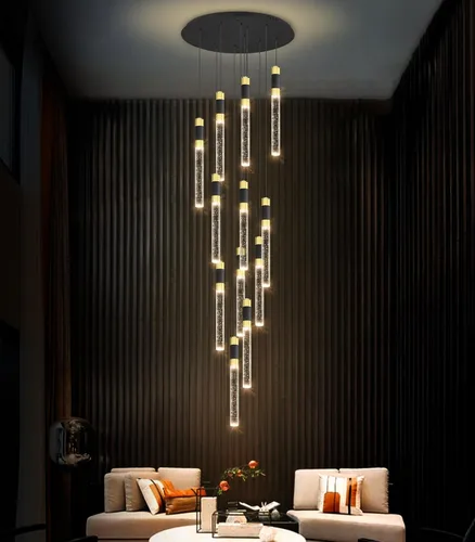 Vista 15 de Iluminación colgante moderna de 3 luces LED de cristal para isla de cocina, luz colgante regulable con control remoto 3000K-6000K para comedor sobre