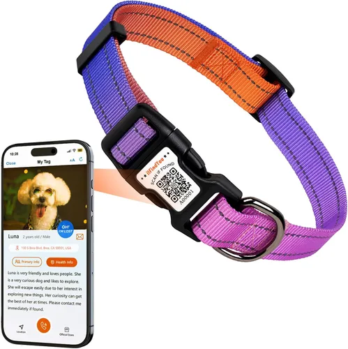 Vista 13 de Collar de perro personalizado ilFindYou con etiqueta de código QR para identificación de mascotas, collar reflectante de seguridad, adecuado