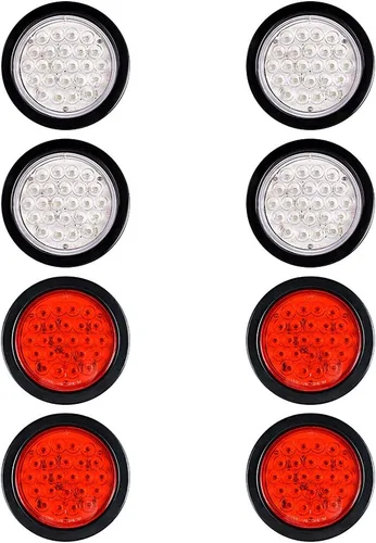 Vista 36 de Astra Depot Juego de 4 unids rojo 4 "redondo 12 LED Stop Running Luz trasera Ojal Plug para vehículo largo camión remolque