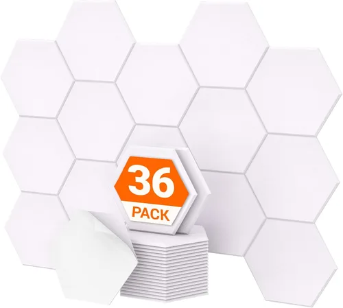 Vista 48 de Paquete de 12 paneles acústicos hexagonales de alta densidad, paneles de pared insonorizados TONOR de 12"x 10"x 0.4", paneles de absorción de sonido