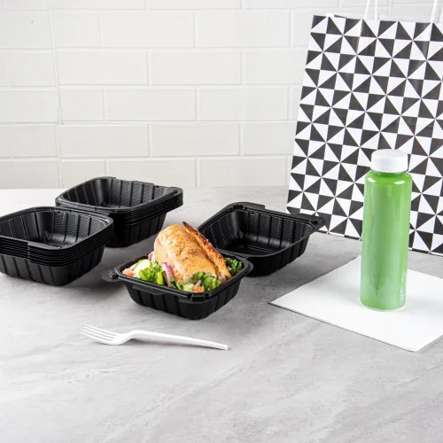 Vista 7 de Restaurantware Thermo Tek - Recipientes para llevar rellenos de minerales de 6 x 6 x 3 pulgadas, 100 recipientes duraderos para llevar, contenedores