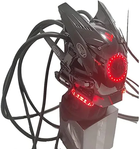 Vista 4 de Inossa Techwear - Casco de cosplay para hombre, máscara futurista de Halloween, ajuste para fiesta, festival de música, accesorios