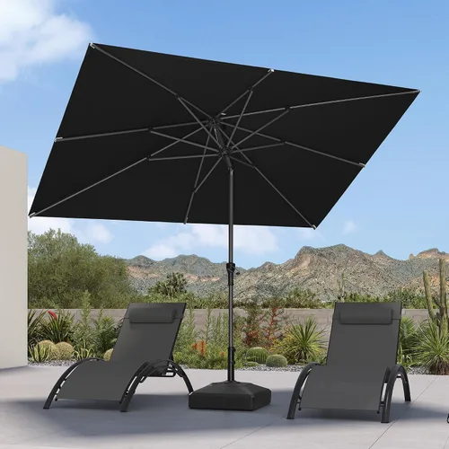 Vista 104 de PURPLE LEAF - Sombrilla de patio rectangular de 6' x 4', sombrilla de mesa para exteriores con marco de aluminio, sombrilla de mercado, sombrilla