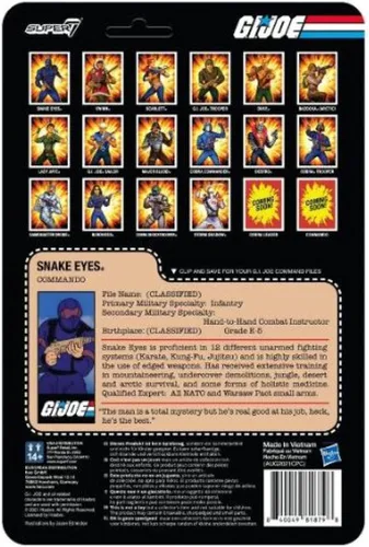 Vista 3 de Super 7 Joe Reaction Figures Wave 2 - Snake Eyes - Secret Service - India azul pálido
