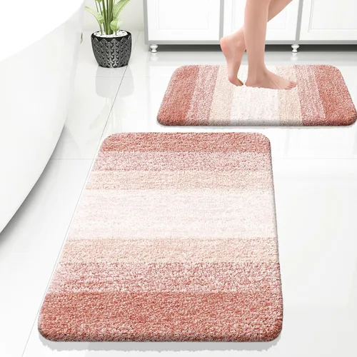 Vista 93 de OLANLY - Juego de tapetes para baño de 2 piezas, de microfibra, suaves y absorbentes, antideslizantes, lavables a máquina y para secadora, felpudos