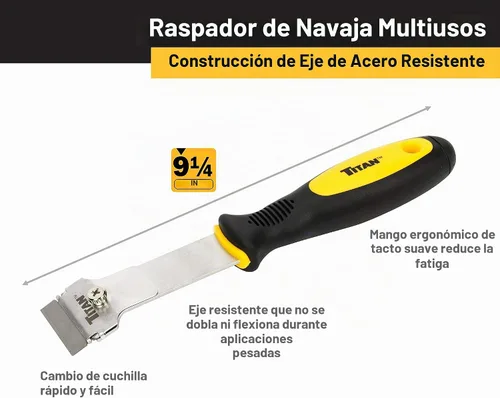 Vista 2 de Titan 11030 Rascador multiusos de 9-1/4 pulgadas Incluye 1 cuchilla de afeitar extra resistente