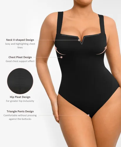Vista 2 de FeelinGirl Body de cuello cuadrado para mujer, sin mangas, con control de abdomen, adelgazante, para salir