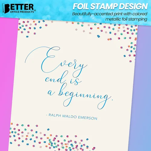 Vista 5 de Better Office Products Tarjeta de despedida con sobre, elegante diseño de lámina metálica, tarjeta Will Miss You, tarjeta de jubilación de compañero