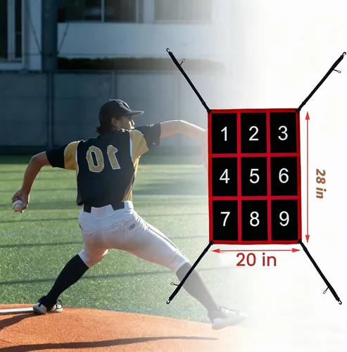 Vista 4 de Numbered Strike Zone Target for Baseball Softball net,Throwing Pitching Hitting Batting Catching Practice Targets net with 9 Target Number