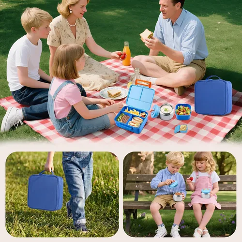 Vista 8 de Lonchera Bento para niños con termo, a prueba de fugas, con tarro de comida aislado de 8 onzas, bolsa de almuerzo, sin BPA, apta para lavavajillas