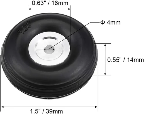 Vista 2 de uxcell Juegos de neumáticos y ruedas para avión de coche RC, neumático de esponja de PU con cubo de aleación de aluminio, 1.5 pulgadas