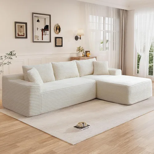 Vista 28 de Sofá modular sin hueso de 95 pulgadas, en forma de L con diván, tapicería de pana suave, asiento profundo, moderno y cómodo sofá para sala de estar