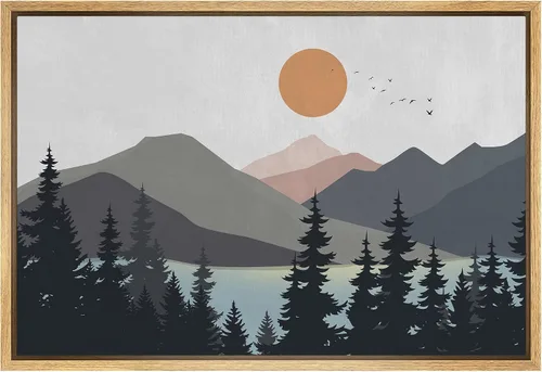 Vista 39 de SIGNFORD Lienzo Enmarcado Impresión Arte de Pared Océano Pastel Luz del Sol Puesta de Sol Horizonte Naturaleza Vida Silvestre Ilustraciones Arte