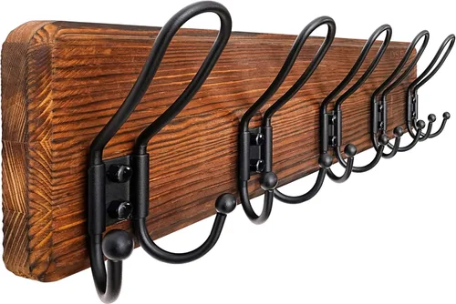 Vista 15 de Dseap Perchero para Abrigos Montado en Pared - Perchero Resistente de Estilo Granja Rural con 5 Ganchos de Alambre para Ropa, Sombrero, Chaqueta
