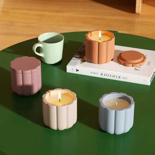 Vista 3 de BOOWAN NICOLE Molde de silicona para recipiente de vela para hormigón, moldes de maceta de tarro de vela, molde de silicona para bricolaje