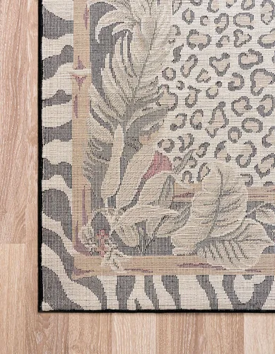 Vista 9 de Unique Loom Wildlife Collection - Alfombra de área inspirada en animales con bordes de guepardo, 3 pies 3 pulgadas x 5 pies 3 pulgadas, marfil/negro