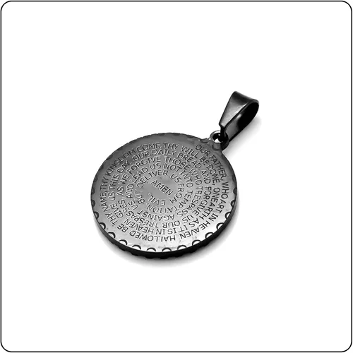 Vista 4 de Collar de oración de mano de acero inoxidable de moda con colgante de medallón de oración del Señor
