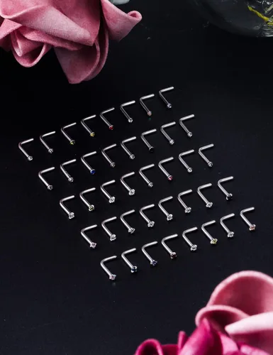 Vista 4 de Lsnevsie - Piercing de nariz de acero quirúrgico 18G, 20G, 22G, para mujeres y hombres, joyería de piercing de nariz con circonita cúbica de 0.059