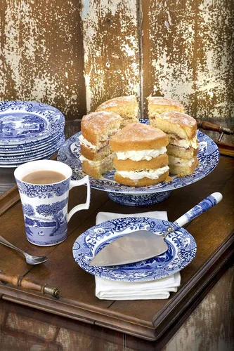 Vista 3 de Spode. Platos georgianos azules. Conjunto de 6, en varios motivos.