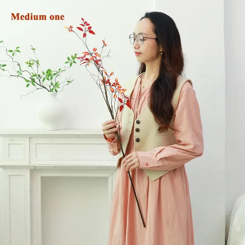 Vista 13 de 3 ramas de árbol de imitación para decoración de jarrones (rojo)