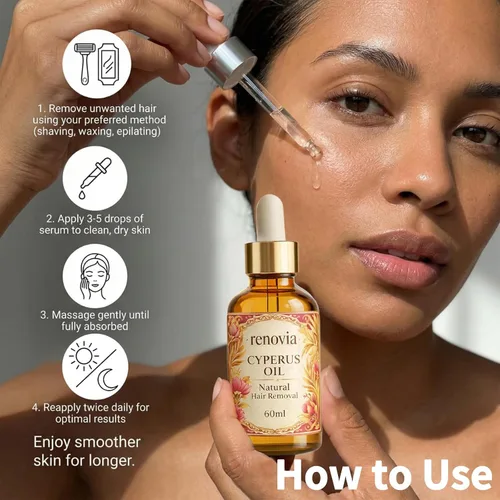 Vista 7 de Renovia Cyperus Rotundus Oil for Hair Removal, 2026 New Professional Hair Removal Oil, Renovia Organics Hair Removal for Women, Moisturizing