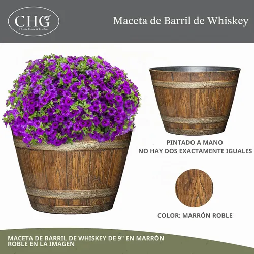 Vista 3 de Classic Home and Garden 74 Barril de whisky, 9 ", roble angustiado