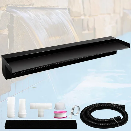 Vista 17 de Pamopamo Cascada Vertedero para Piscina de Acero Inoxidable Fuente de Estanque, Fuentes Negras para Exteriores con Control por APP y LED Coloridos