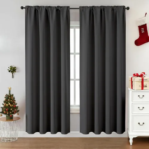 Vista 17 de CUCRAF Cortinas opacas de 45 pulgadas de largo, juego de 2 paneles para dormitorio, bolsillo para cortinero, cortinas de oscurecimiento