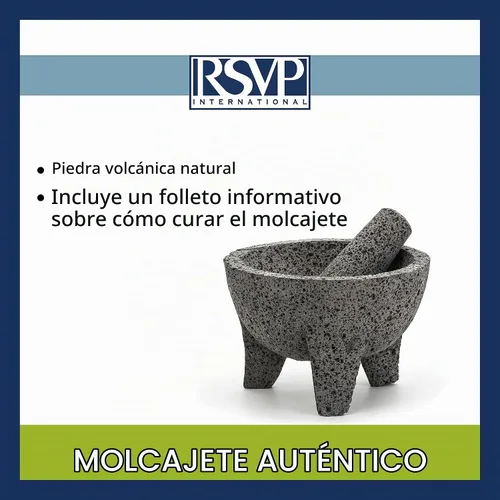 Vista 7 de RSVP International Molcajete mexicano auténtico, 8.5 x 5 pulgadas, piedra volcánica natural