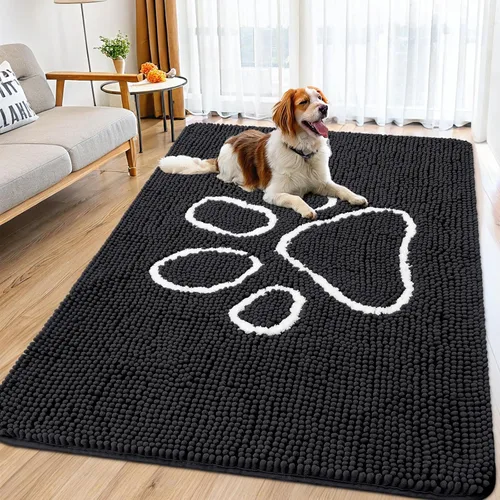 Vista 21 de Smiry Tapete para puerta de perro para patas fangosas, absorbente y Gris y negro