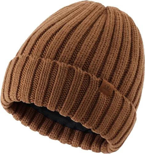 Vista 22 de Home Prefer Gorro de invierno para hombre, con forro polar de lana, gorro de punto cálido Verde militar