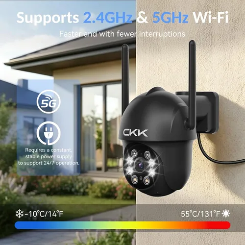 Vista 2 de CKK Poder con cable al aire libre de la cámara de seguridad 2K, cámaras Paquete de 4