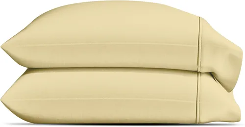 Vista 24 de Thread Spread Fundas de Almohada de Algodón Egipcio 100% Tamaño Estándar/Queen Juego de 2 - Fundas de Almohada Beige Satén de Lujo con Cuenta