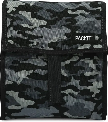 Vista 15 de PackIt® Bolsa de almuerzo congelable, almendra, fabricada con tecnología ECOFREEZE®, plegable, reutilizable, cierre de cremallera y pliegue con asa