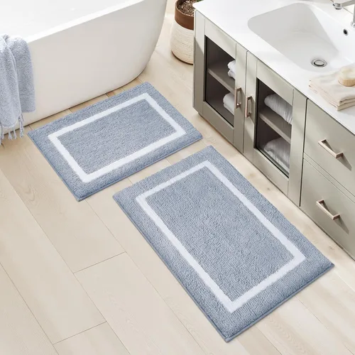 Vista 15 de HOMEIDEAS Juego de 2 alfombras de baño beige de 20 x 32 pulgadas + 16 x 24 pulgadas