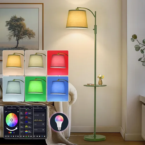 Vista 10 de AIDENOEY Smart Floor Lamp with Side Table Stepless Dimming, RGB Multi-Color Adjustable Swivel Head Voice Control with Alexa & Google Assistant