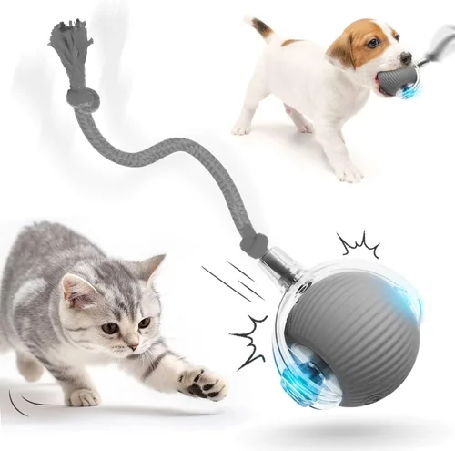 Vista 7 de Pelota de juguete interactiva para gatos, juguetes para gatos de interior, juguetes interactivos inteligentes autoenrollables para perros, bolas