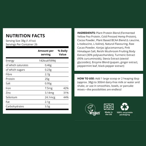 Vista 7 de Vivo life Perform Plant Protein en polvo, 0.88 oz de proteína con 0.21 oz