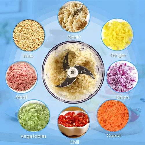 Vista 6 de Electric Mini Garlic Chopper, Portable Food Processor, Vegetable Chopper Onion Mincer, Cordless Meat Grinder with USB Charging for Vegetable