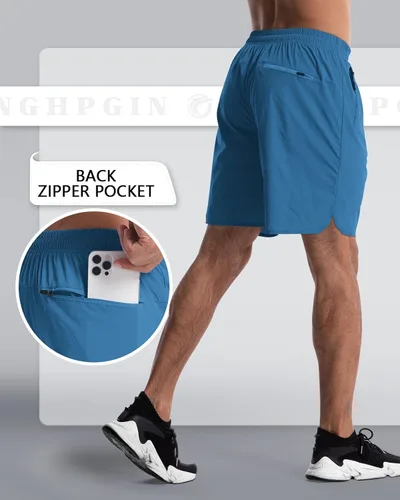 Vista 2 de CANGHPGIN Paquete de 2 pantalones cortos deportivos de entrenamiento para hombre, entrepierna de 7 pulgadas, pantalones cortos de senderismo