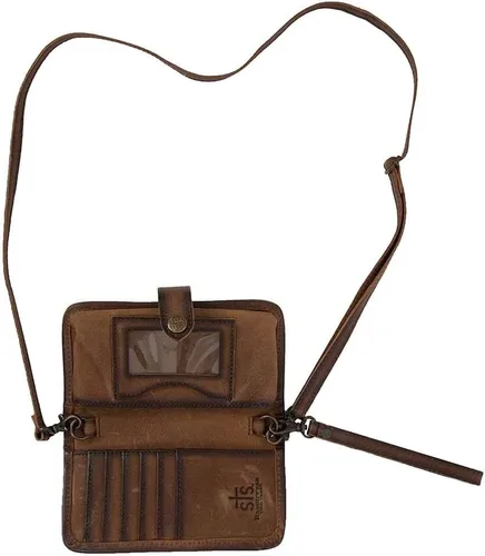 Vista 5 de STS Ranchwear Bolso bandolera de cuero para mujer, Piel de vaca/marrón tornado, Cartera cruzada de cuero de vaca occidental