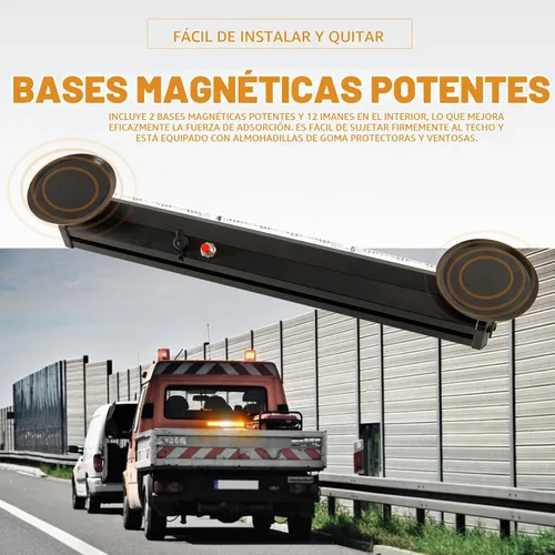 Vista 6 de Barra de luces estroboscópicas de emergencia de policía roja/azul de 19 pulgadas para camiones/vehículo/coche, mini faro de advertencia de destello
