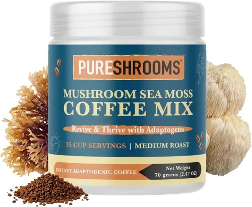 Vista 15 de PureShrooms Perfect 7 - Café de hongos – Arábica instantánea de origen único con melena de león orgánica, Reishi y Cordyceps – Bebida