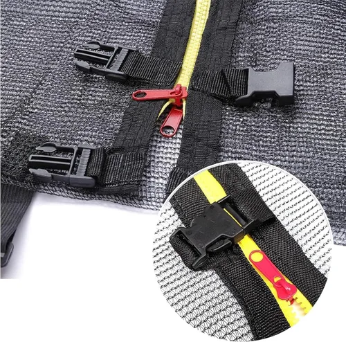 Vista 3 de Red de seguridad de repuesto para cama elástica, 12 pies, resistente a los rayos UV, malla envolvente con cremalleras y hebillas, se adapta a