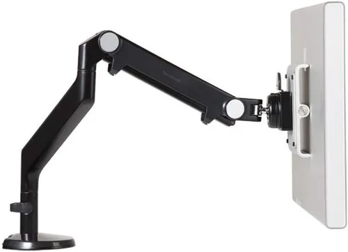 Vista 7 de Humanscale M2 M2CW1S Brazo articulado ajustable para monitor de computadora, abrazadera de dos piezas con base, aluminio pulido con ribete blanco