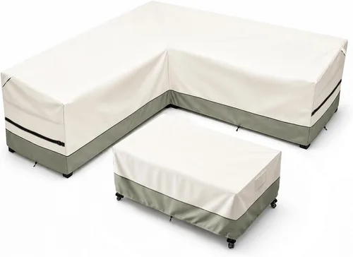 Vista 22 de okcool Funda modular para exteriores, fundas para muebles de patio en forma de L para muebles seccionales de 6 plazas, 85 pulgadas de largo x 32
